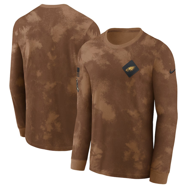 Men's Philadelphia Eagles Brown 2023 Salute To Service Long Sleeve T-Shirt